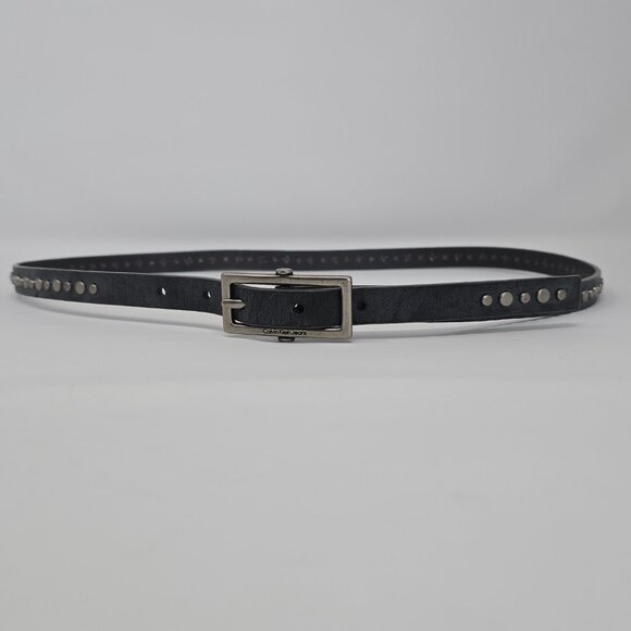 Calvin Klein Jeans Gray Studded Belt Silver Buckle Women’s Waist Hip 36-40 - Picture 7 of 13